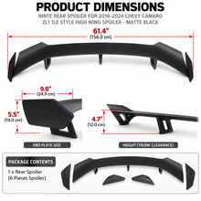 NINTE For 2016-2024 Chevy Camaro Rear Spoiler ZL1 1LE Style High Wing Spoiler Trunk Wing