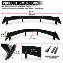 NINTE For 2020-2025 Corvette C8 Stingray Z51 High Wing Spoiler High Rise Rear Wing Spoiler - NINTE
