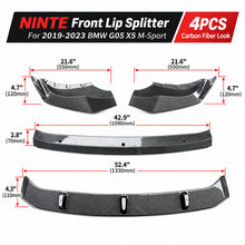 NINTE For 2019-2023 BMW G05 X5 M-Sport 4pc ABS Front Lip Front Bumper Splitters