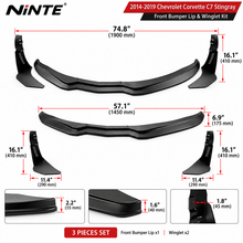 NINTE Stage 3 Front Bumper Lip & Winglet Kit for 2014-2019 Chevrolet Corvette C7 Stingray – Track-Inspired Aero - NINTE