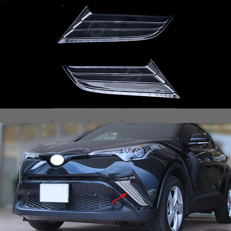 NINTE Toyota C-HR 2016-2018 ABS Chrome Front Bumper Side Grille Fog Light Lamp Cover Trim - NINTE