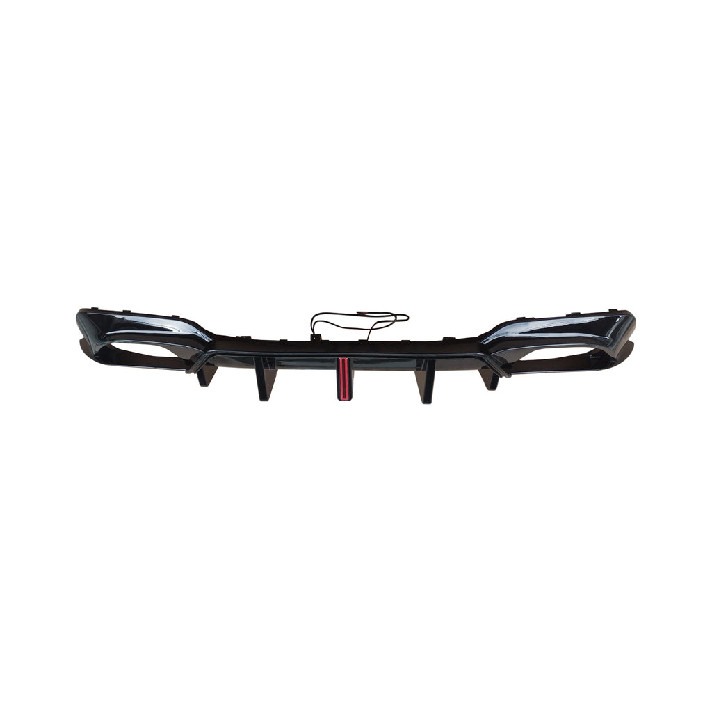 NINTE For 2019-2022 BMW G20 3 Series Rear Diffuser W/ LED Light NINTE Style Gloss Black