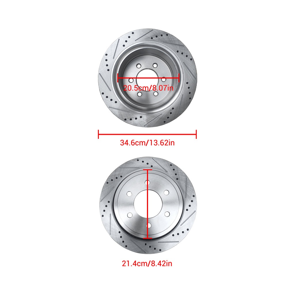 NINTE Rear Drilled Brake Rotors for 2012-2020 Ford F-150 Truck w/ Manual Parking Brake