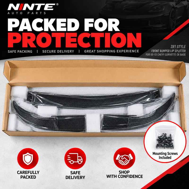 NINTE ZR1-Style Front Bumper Lip Splitter for 2005-2013 Chevrolet Corvette C6 Base – Track-Inspired Aero - NINTE