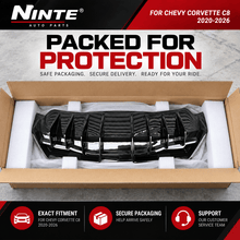 NINTE Rear Bumper Lip Diffuser Splitter Fit for Chevy Corvette C8 2020-2026 Painted Gloss Black ABS One Piece Sport Style Without Logo - NINTE