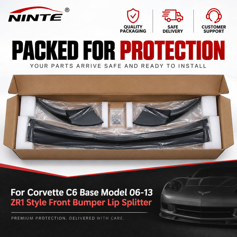 NINTE ZR1-Style Front Bumper Lip Splitter for 2005-2013 Chevrolet Corvette C6 Base – Track-Inspired Aero - NINTE