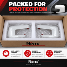 NINTE Side Mirror Cover Caps Fit for Ford F-150 2021-2025 Painted Gloss Black One Piece without Turn Signal Holes Without Logo