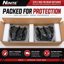 NINTE STG 3 Big Fin Rear Diffuser FOR 2014-2019 Chevrolet Corvette C7 Gloss Black