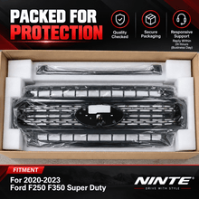 NINTE Front Bumper Grille for 2020-2023 Ford F250 F350 Super Duty ABS Gloss Black - NINTE