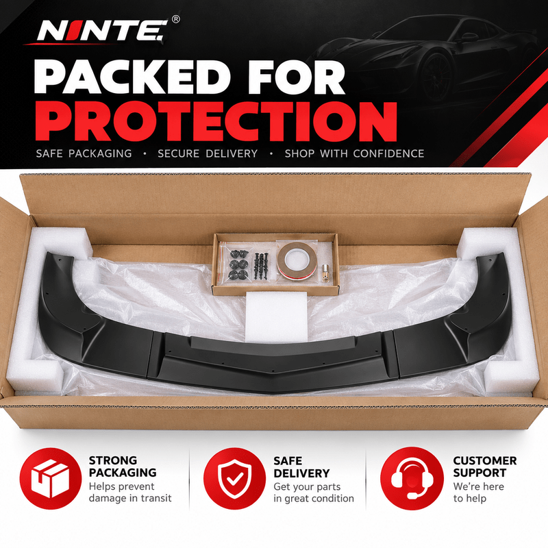 NINTE ZR1-Style Front Bumper Lip Splitter for 2005-2013 Chevrolet Corvette C6 Base – Track-Inspired Aero - NINTE