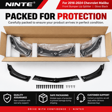 NINTE For 2016-2024 Chevrolet Malibu Front Lip ABS 3PCs Front Bumper Splitters - NINTE