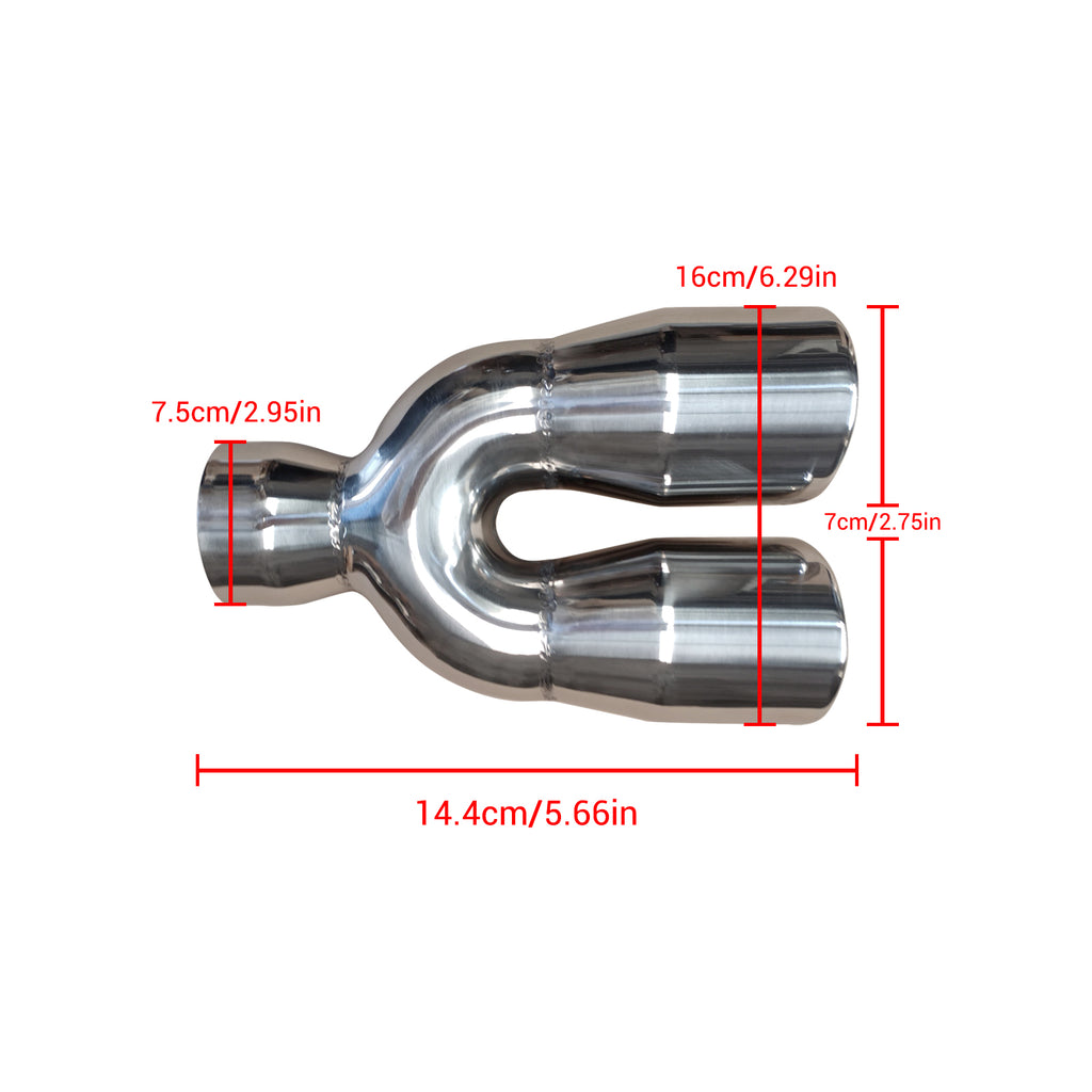 NINTE 2.5" to 3" Dual Exhaust Tip 2 1/2 Inch Inlet 3 Inch Outlet 9.5" Length Weld On Exhaust Tailpipe Tips 304 Polished Stainless Steel 1.2mm Thickness Double Wall Slant Rolled Edge