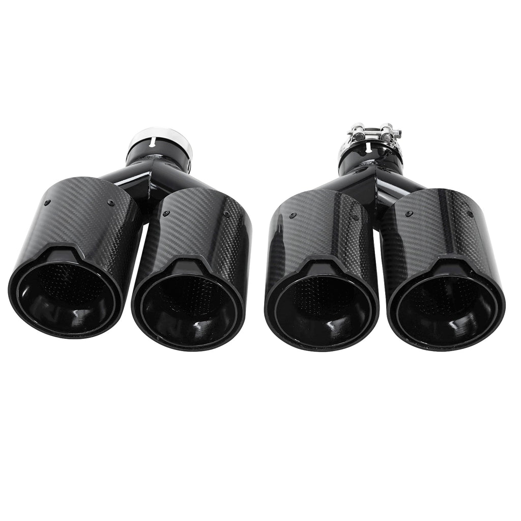 NINTE Carbon Fiber Dual Exhaust Tips For BMW F22 F23 F30 F31 F32 F33 F36 63mm In 101mm Out Tail Pipes Set of 2