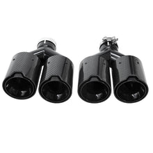 Laden Sie das Bild in den Galerie-Viewer, NINTE Carbon Fiber Dual Exhaust Tips For BMW F22 F23 F30 F31 F32 F33 F36 63mm In 101mm Out Tail Pipes Set of 2