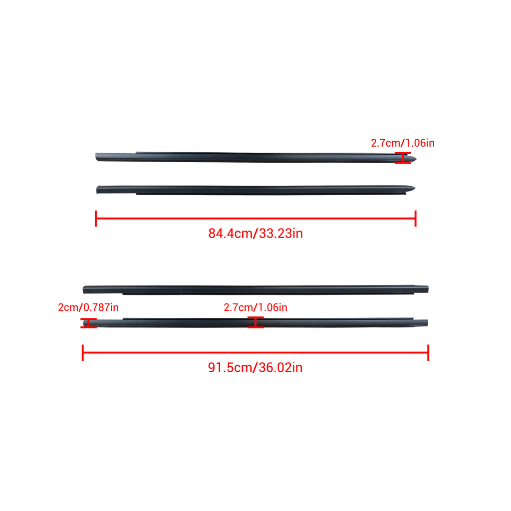 NINTE For 2009-2023  DODGE Ram 1500 2500 Car Window Moulding Trim Weatherstrips Seal Fit 4PC (55112376AH 55112377AH 55372138AH 55372139AH)