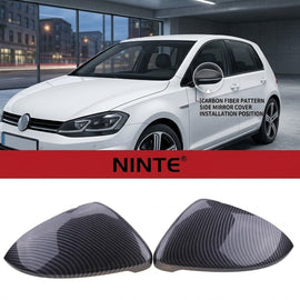 NINTE Side Mirror Cover Cap Replacement Fit For VW Golf 7 All Models 2014-2018 Carbon Fiber Look 5G0857537E 5G0857538E Without Logo - NINTE