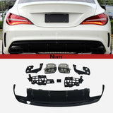 NINTE Rear Bumper Diffuser Exhaust Tailpipes For 2013-2019 Benz W117 CLA200 CLA250