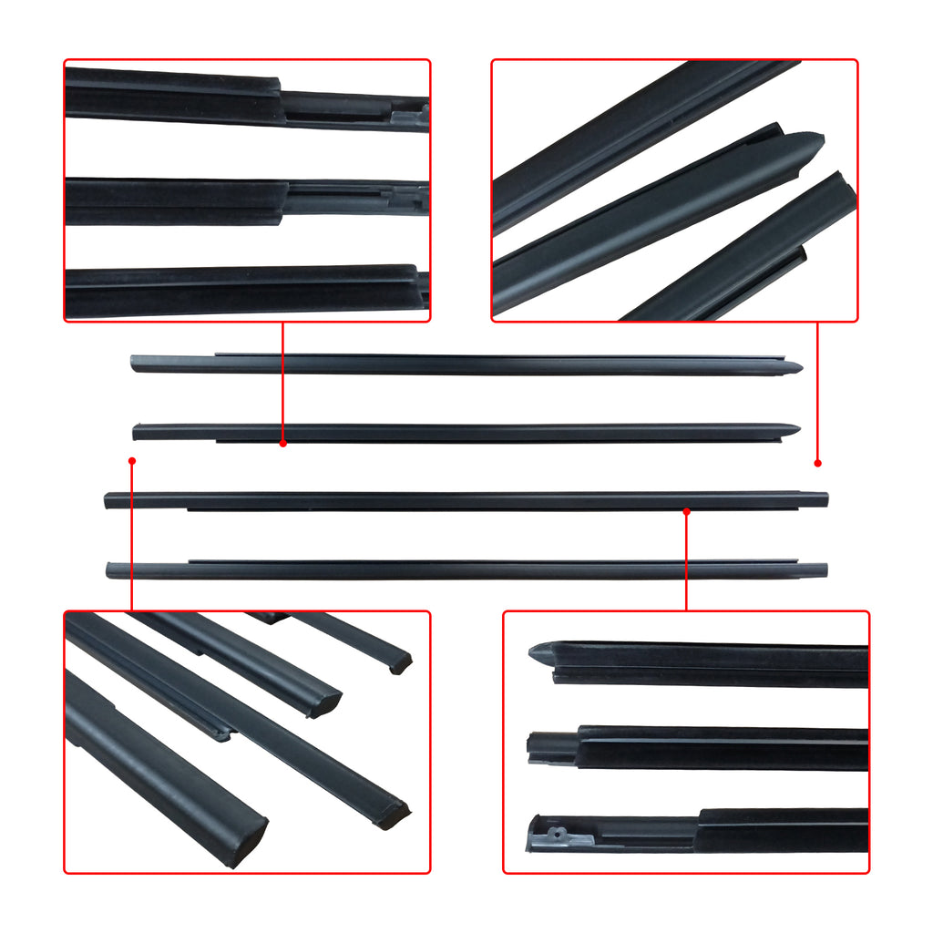 NINTE For 2009-2023  DODGE Ram 1500 2500 Car Window Moulding Trim Weatherstrips Seal Fit 4PC (55112376AH 55112377AH 55372138AH 55372139AH)