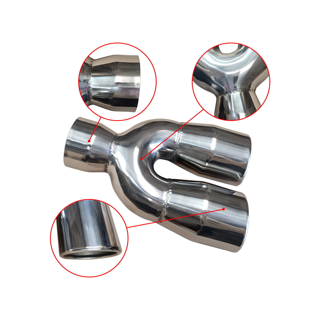 NINTE 2.5" to 3" Dual Exhaust Tip 2 1/2 Inch Inlet 3 Inch Outlet 9.5" Length Weld On Exhaust Tailpipe Tips 304 Polished Stainless Steel 1.2mm Thickness Double Wall Slant Rolled Edge