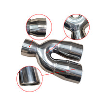 Load image into Gallery viewer, NINTE 2.5&quot; to 3&quot; Dual Exhaust Tip 2 1/2 Inch Inlet 3 Inch Outlet 9.5&quot; Length Weld On Exhaust Tailpipe Tips 304 Polished Stainless Steel 1.2mm Thickness Double Wall Slant Rolled Edge