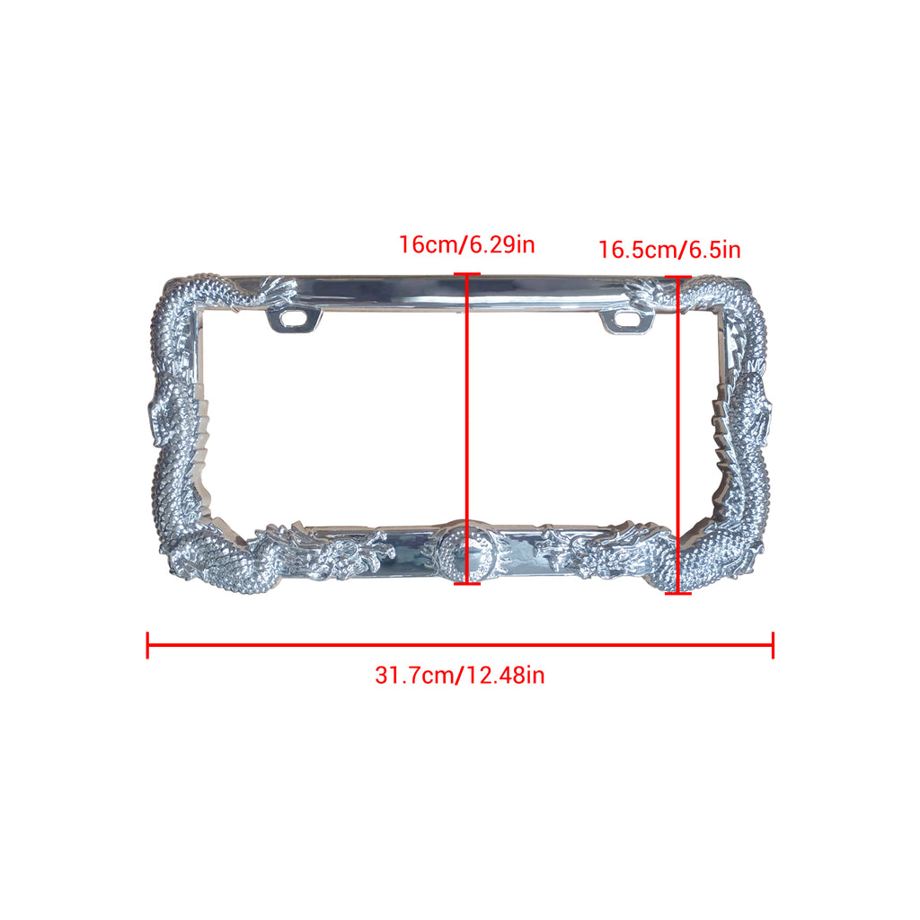 NINTE License Plate Frame Tag 2 Hole Without Cap Chrome Universal 3D License Frame