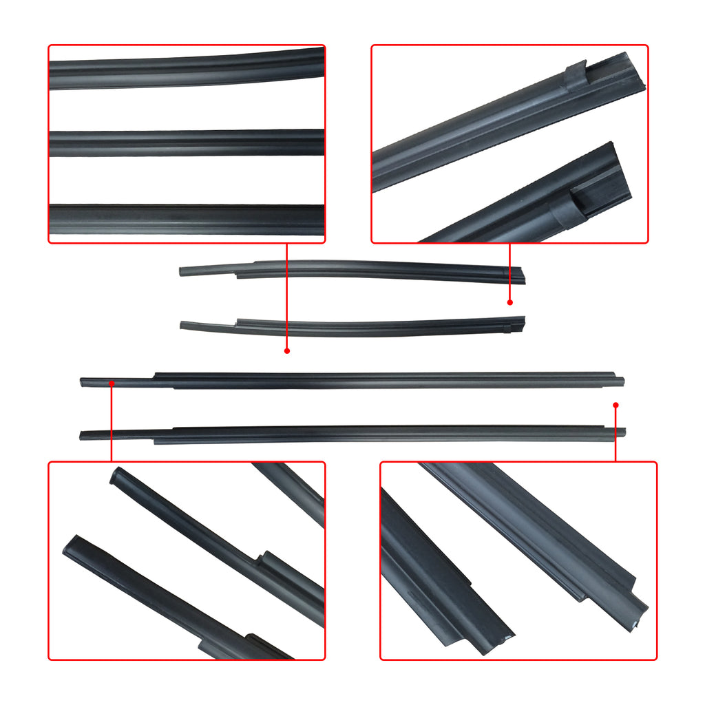 NINTE For 2007-2019 Toyota Tundra CrewMax Car Window Moulding Trim Weatherstrips Seal Fit 4PC(68210-0C020，68160-0C020，68163-0C010，68164-0C010)