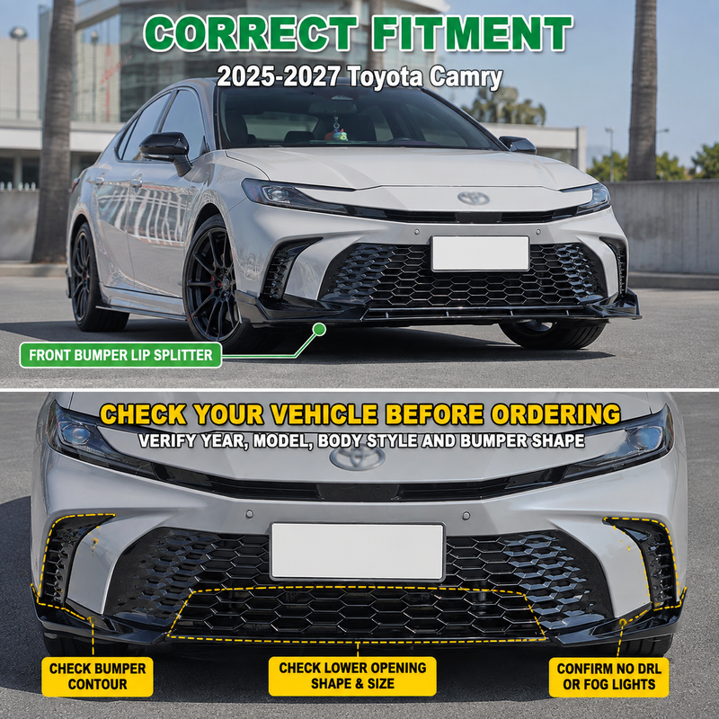 NINTE Front Bumper Lip Splitter Fit for Toyota Camry SE XSE LE XLE 2025-2026 Gloss Black
