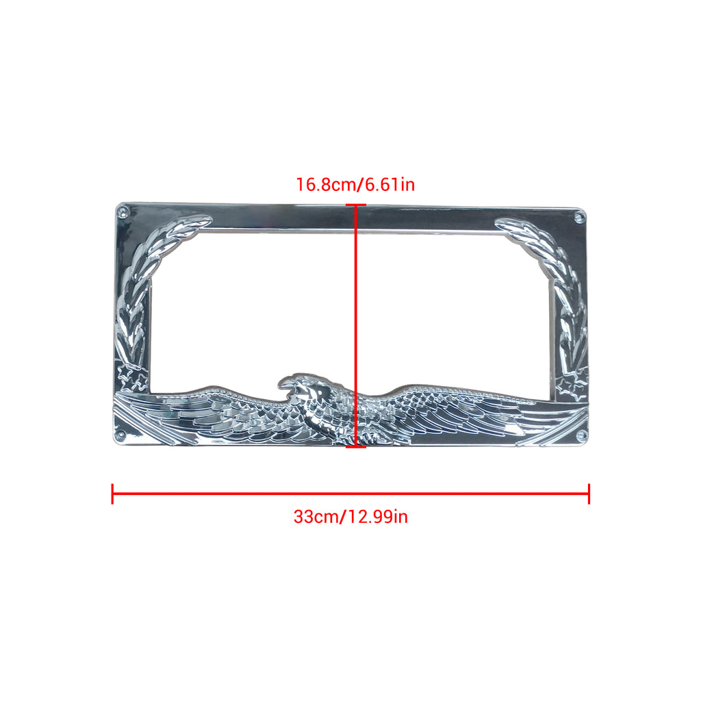 NINTE License Plate Frame Tag 2 Hole Without Cap Chrome Universal 3D License Frame