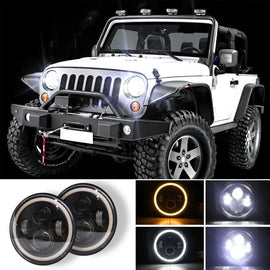 NINTE LED Headlight for 97-17 Jeep Wrangler JK TJ LJ Land Rover - NINTE