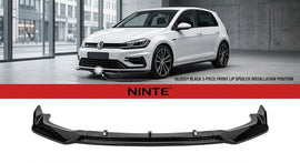 NINTE Front Bumper Lip Splitter Kit Fit For VW Golf 7 2013-2020 Painted Gloss Black 3-Piece Sport Style Without Logo - NINTE