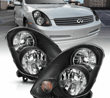 NINTE Headlights for 2003 2004 Infiniti G35 4DR Sedan Head Lamp Pair