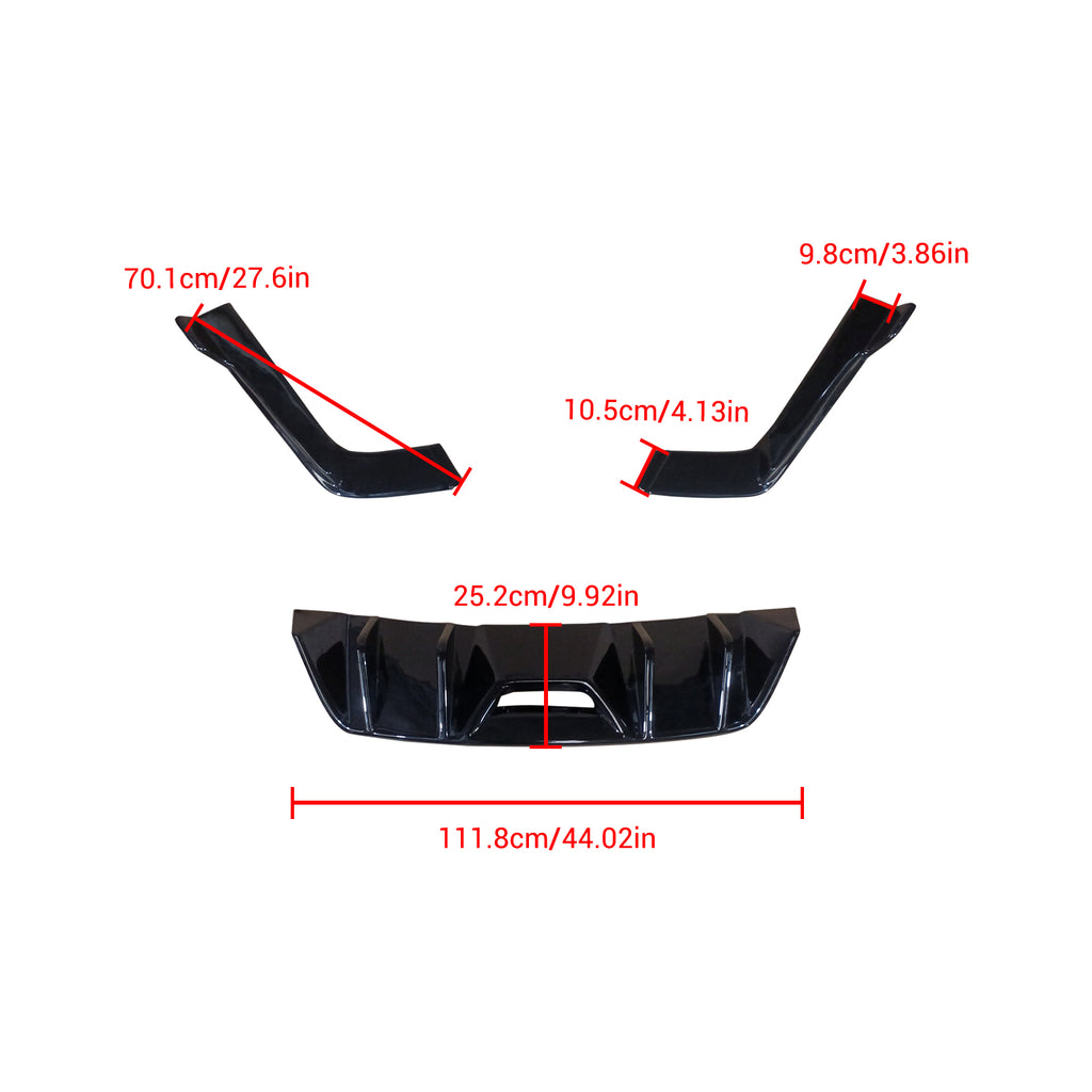 NINTE Rear Diffuser Fit For 2015-2017 Ford Mustang HN Style Rear Bumper Diffuser ABS Rear Bumper Diffuser Rear Bumper