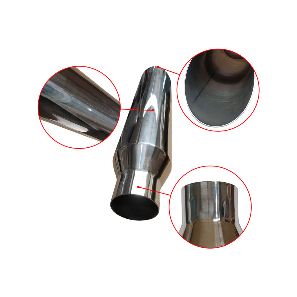 NINTE Car Exhaust Tail Pipe 2.5" Inlet 4" Outlet 18" Long Exhaust Tailpipe Single Layer Angle Cut 45 Degree Welding On Universal Tail Throat