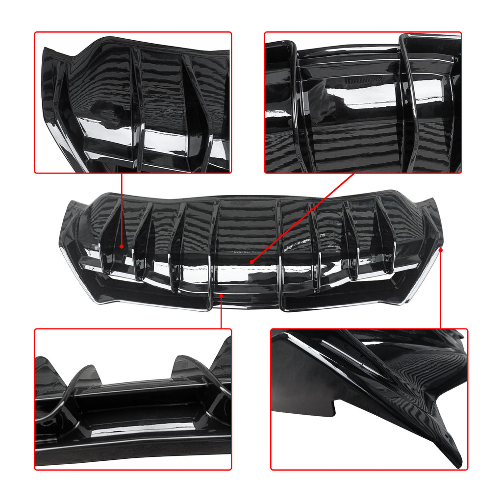 NINTE Rear Diffuser For 2020-2025 Chevy Corvette C8 ABS Add-on Gloss Black Lower Bumper Exterior Accessories