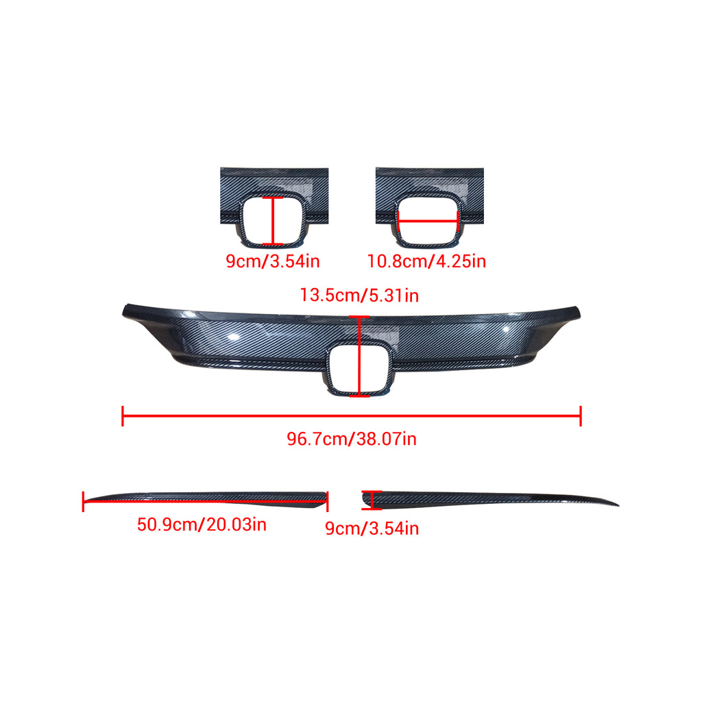 NINTE For 2022-2024 Honda Civic 11th Gen Front Hood Bonnet Cover Trim Compatible with  Carbon Fiber Style