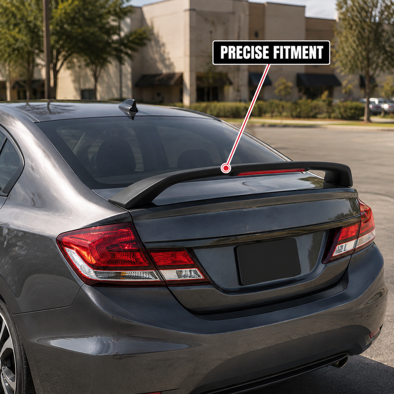 NINTE Rear Trunk Spoiler Wing Fit for Honda Civic Sedan 2012-2015 Matte Black with Integrated LED