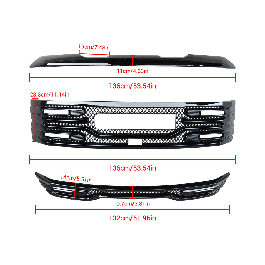 NINTE Grille Cover For 2022-2024 GMC Sierra 1500 AT4 SLT Grille Cover ABS Mesh Style with Camera Hole Non-replacement