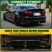 Cargar imagen en el visor de la galería, NINTE Rear Bumper Diffuser Kit Fit for Lexus IS250 IS350 2006-2013 Gloss Black LED JDM Style