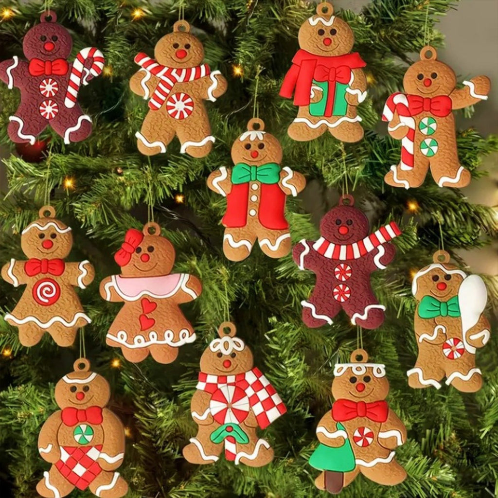 NINTE Assorted Plastic Gingerbread Figurines Christmas Holiday Decorations