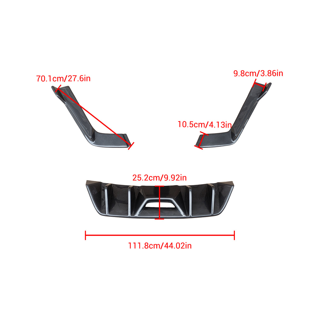 NINTE Rear Diffuser Fit For 2015-2017 Ford Mustang HN Style Rear Bumper Diffuser ABS Rear Bumper Diffuser Rear Bumper