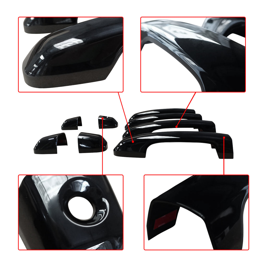 NINTE  For 2010-2024 Toyota 4 Runner Door Handle Cover Gloss Black without Passenger Key Hole