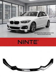 NINTE Front Bumper Lip Splitter Fit For BMW 1 Series F20 F21 M Sport LCI 2015-2019 Painted Gloss Black One Piece Without Logo - NINTE