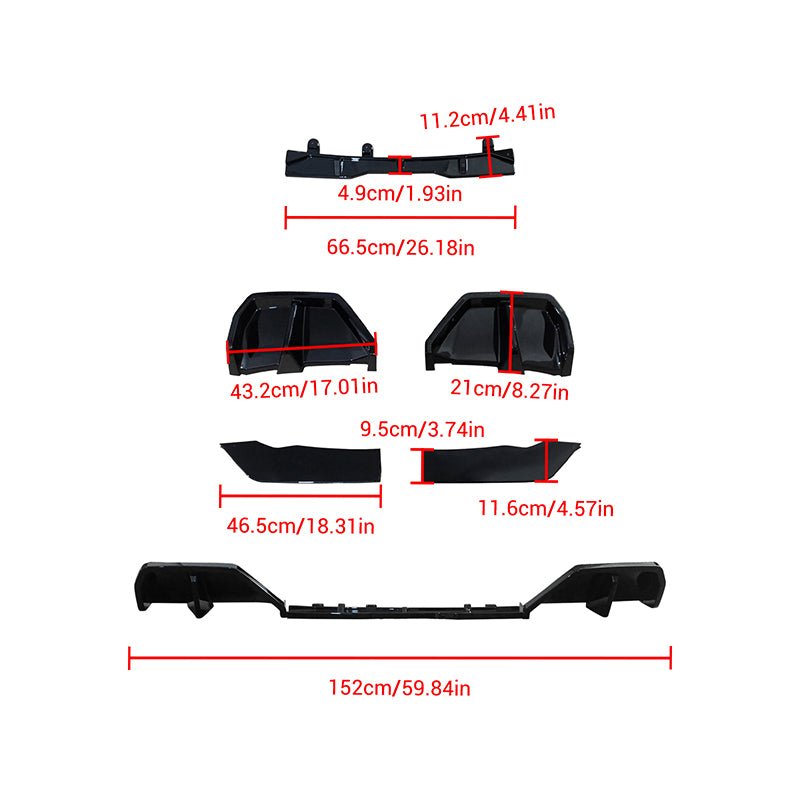 NINTE Rear Diffuser For 2025+ BMW X3 G45 M Sport Bumper Lip Gloss Black - NINTE