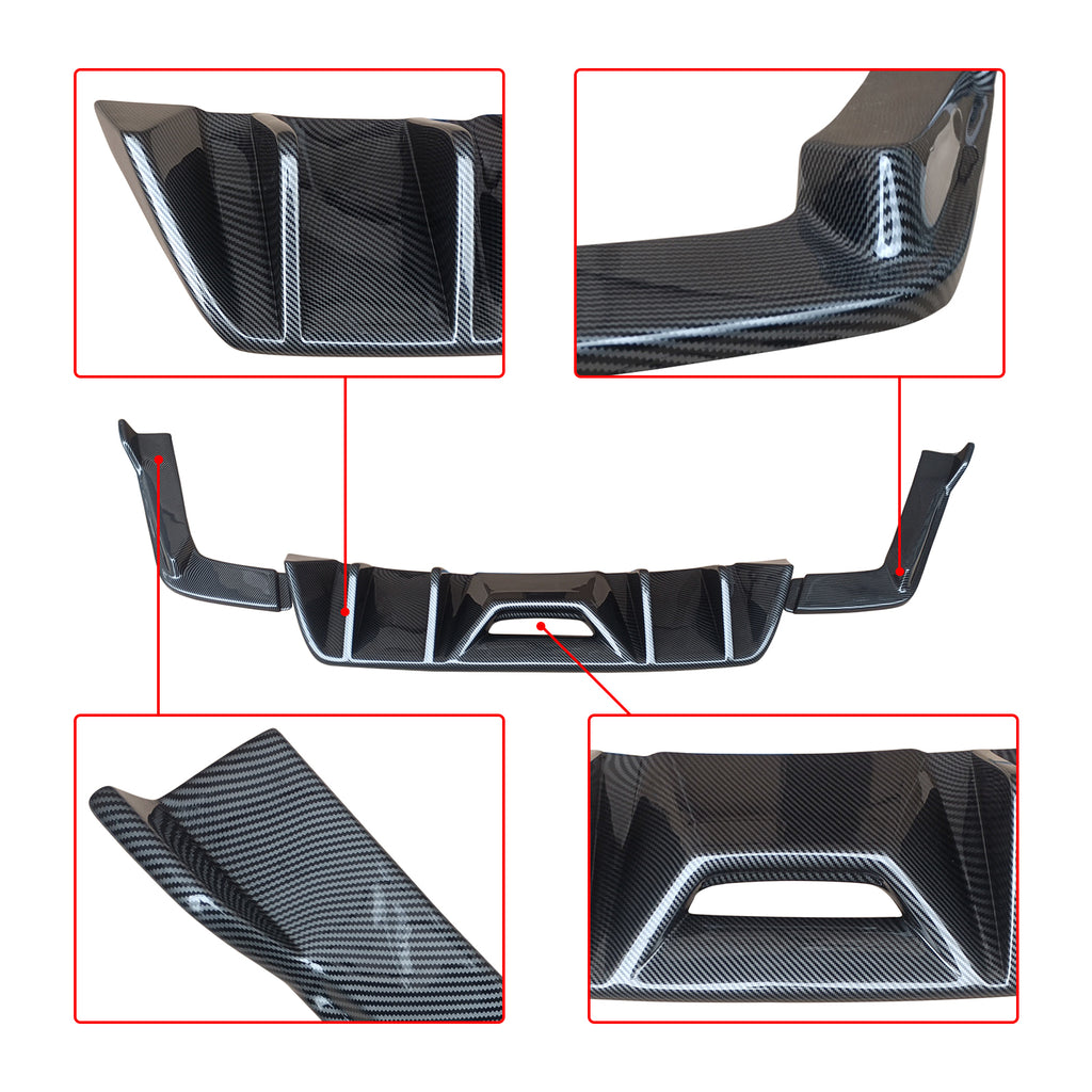 NINTE Rear Diffuser Fit For 2015-2017 Ford Mustang HN Style Rear Bumper Diffuser ABS Rear Bumper Diffuser Rear Bumper