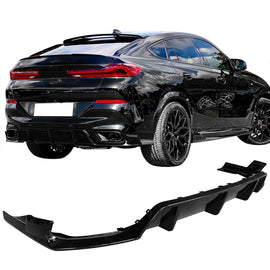 NINTE For 2020 - 2024 BMW G06 X6 M Sport Rear Diffuser Lip Gloss Black/Carbon Fiber Look - NINTE