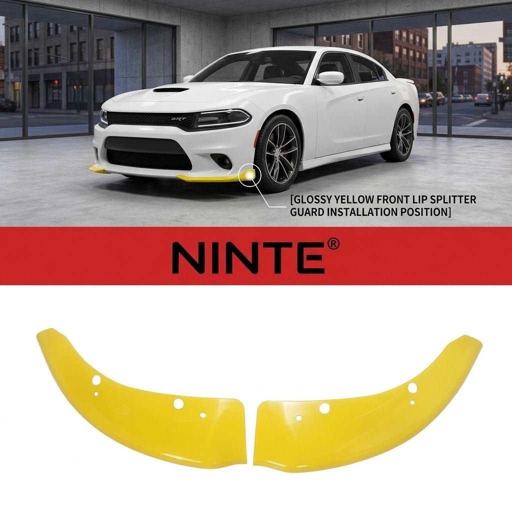 NINTE Front Bumper Side Lip Splitter Aprons Fit For Dodge Charger SRT 2015-2019 Painted Yellow Sport Style One Piece