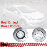NINTE Rear Drilled Brake Rotors for Hyunda Elantra GT Veloster Venue Kona Forte Soul