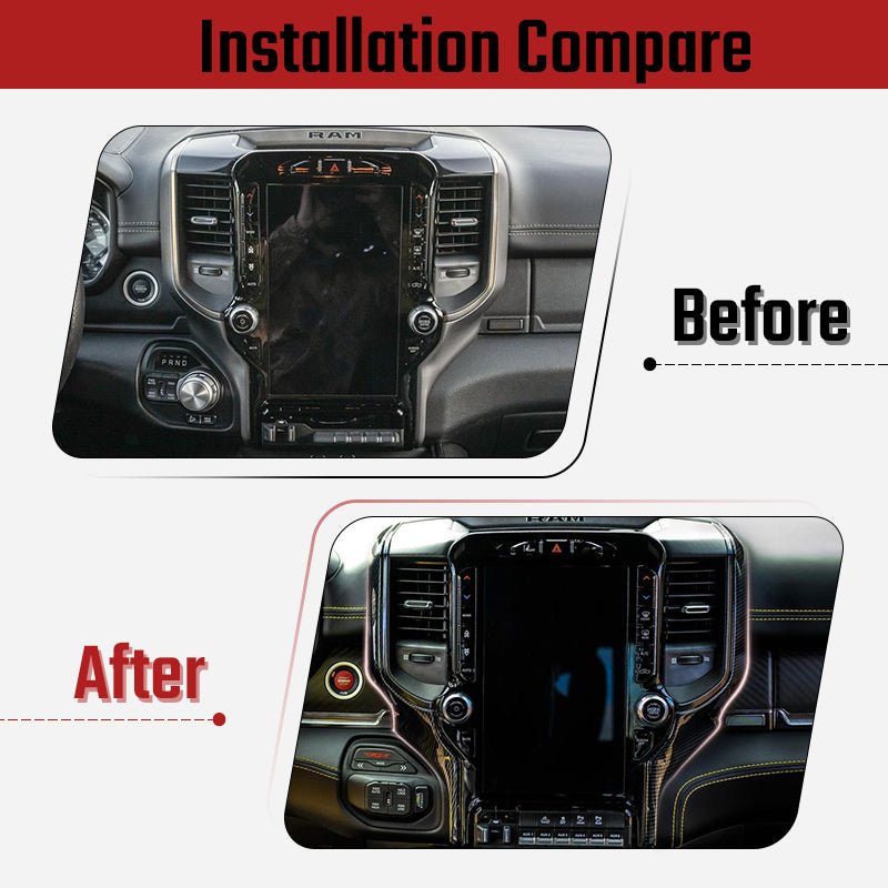 NINTE Navigation Screen Side Cover Trim for 2019 - 2026 Dodge Ram 1500 2500 3500 - NINTE