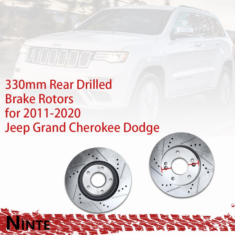 NINTE 330mm Rear Drilled Brake Rotors for 2011 - 2020 Jeep Grand Cherokee Dodge Durango - NINTE