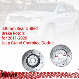 NINTE 330mm Rear Drilled Brake Rotors for 2011 - 2020 Jeep Grand Cherokee Dodge Durango - NINTE